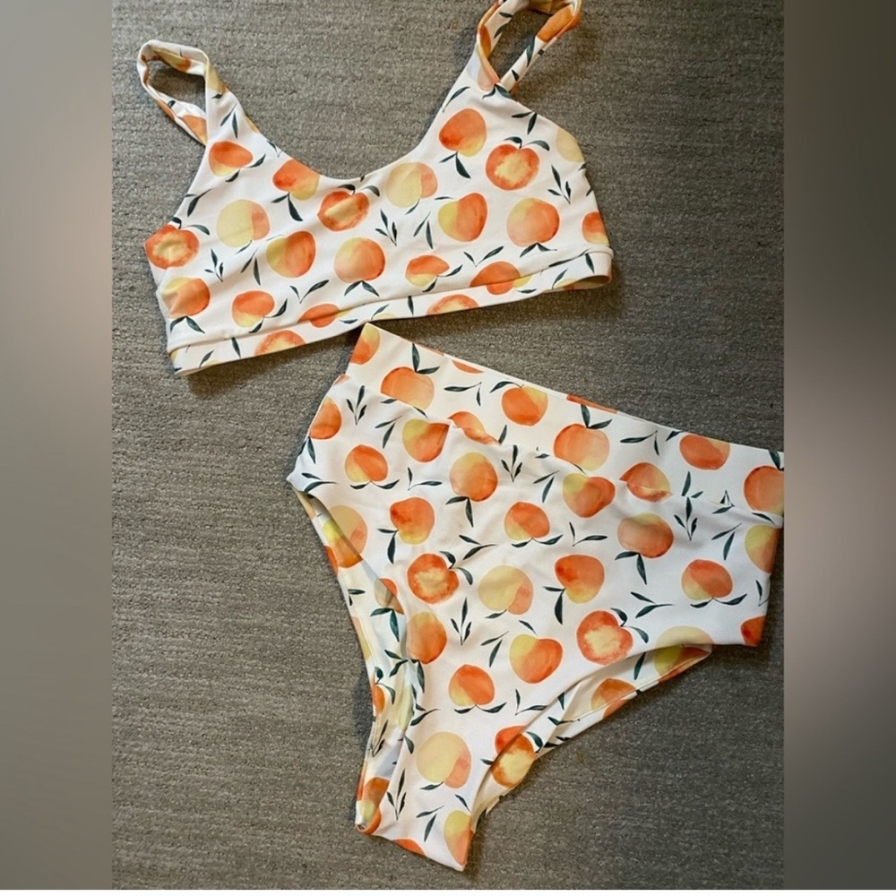 Vibrant Peach Print Bikini Set